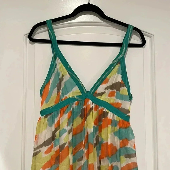 $345 GOSSIP GIRL MILLY GREEN WATERCOLOR SHIMMER SILK DRESS Sz 6 - Picture 4 of 9